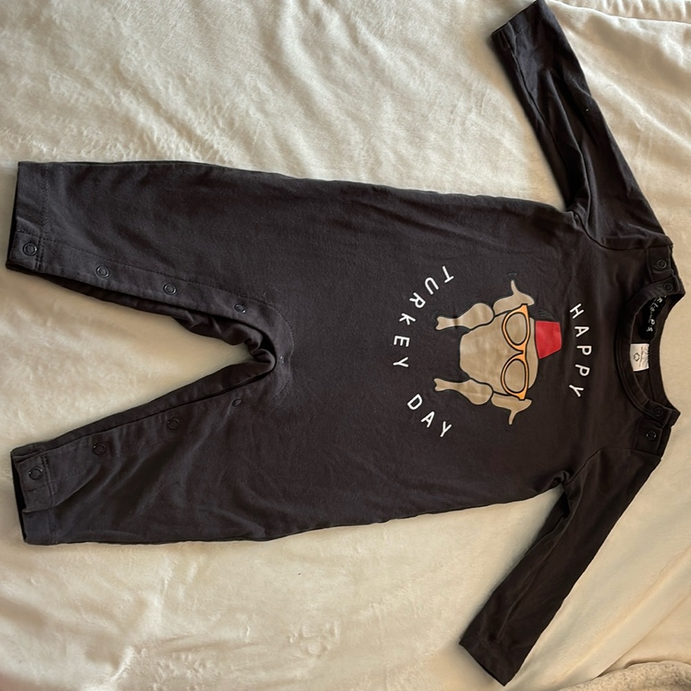 Used once, Friends TV show dark gray long sleeve romper from Cotton On Baby.
